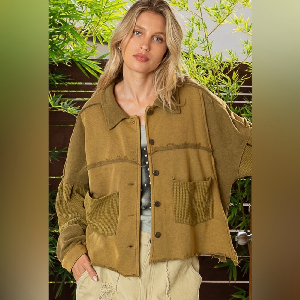 NWOT POL Obvious Choice Shacket/Jacket in Olive Size Large